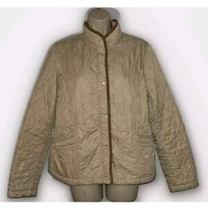 Vtg LILLY PULITZER Women's Size 10 Khaki Quilted‎ Lightweight Barn Jacket Coat
